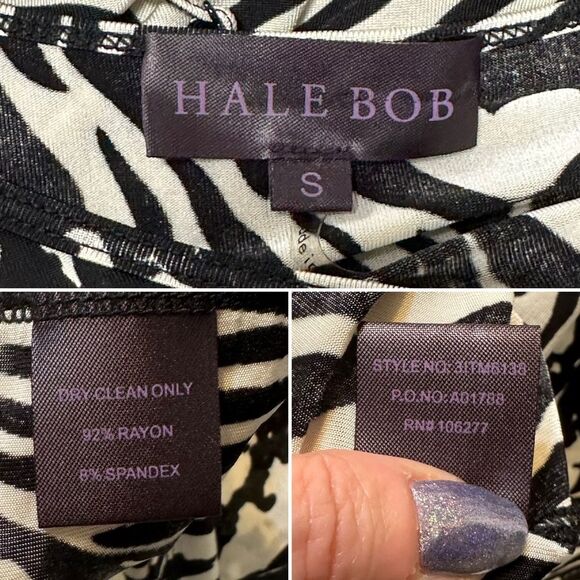 VINTAGE Hale Bob 90s Y2K 2000s Feather Print Slinky Sheer Sexy Slip Dress S XS - Picture 13 of 14